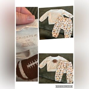 Chickpea Baby Football Pumpkin Fall Set Baby Boys 12m